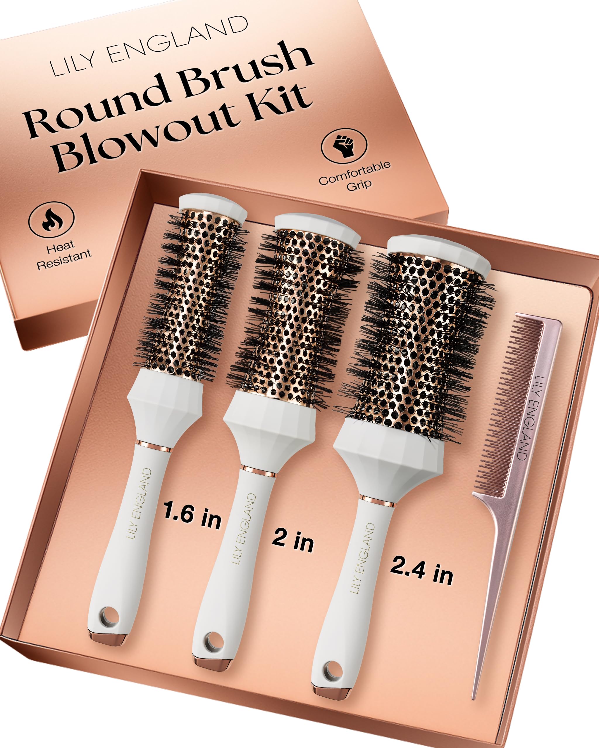 Amazon.com : Lily England Round Hair Brush Set, 4 Piece